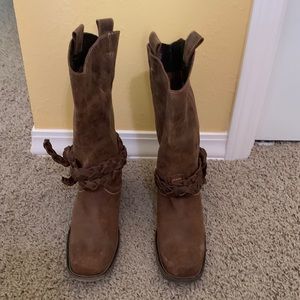 Tan leather boots